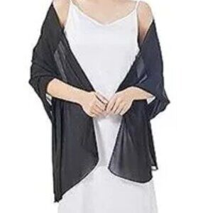 Wrap Shawl Basic Black Lightweight 31 x 66 inches